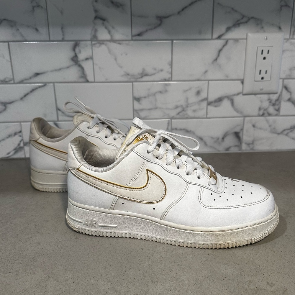 Nike Air Force 1 Sneakers with Metallic Gold